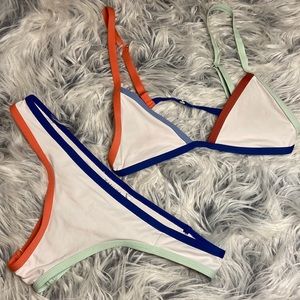 Tavik Jett Designer Colorblock white triangle swim bikini set size small